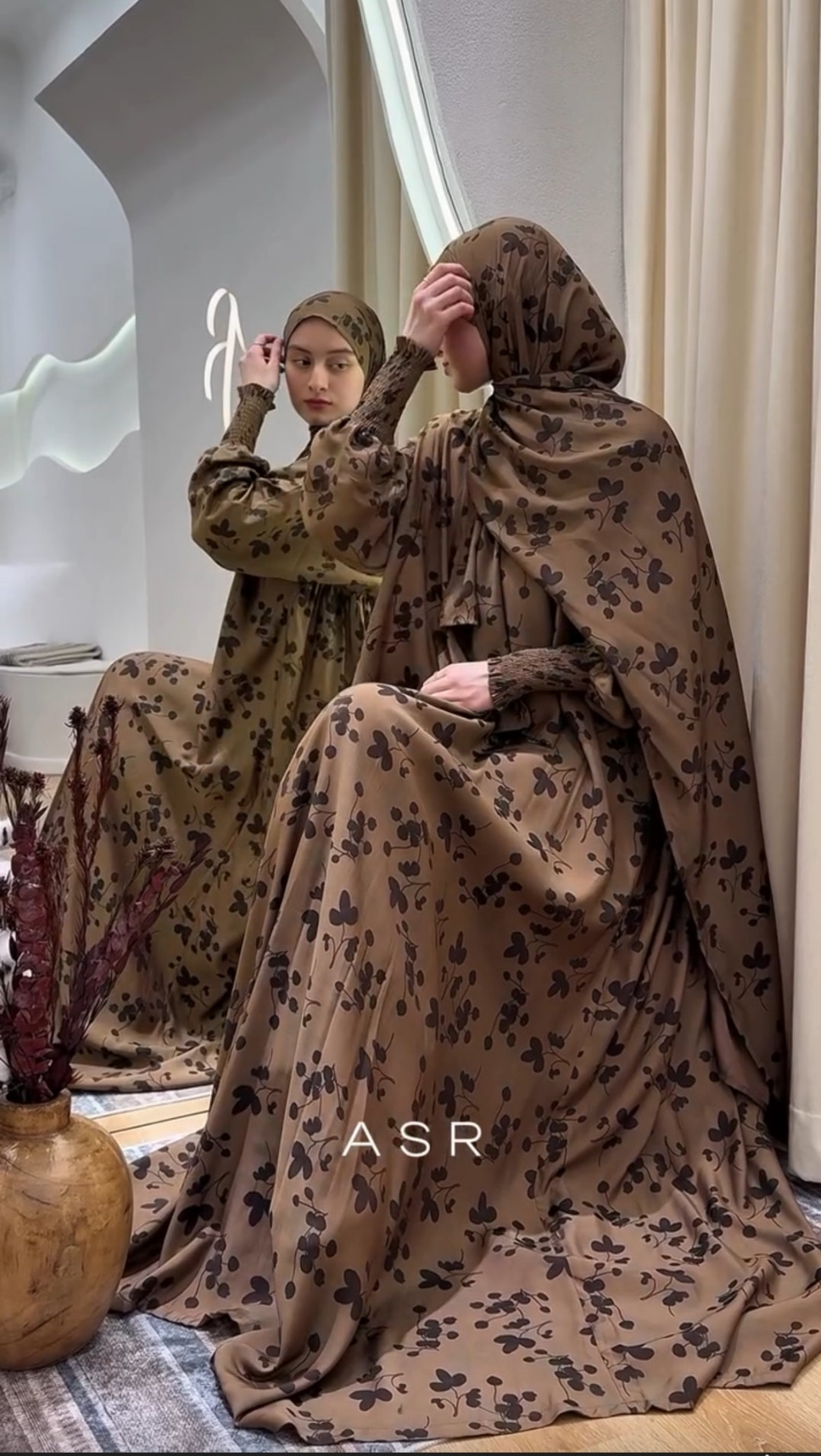 Cupro silky Abaya blommig fashion