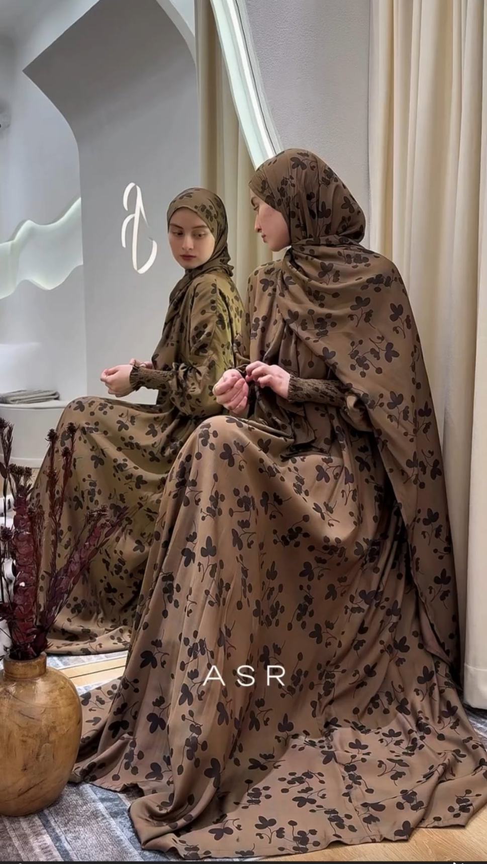 Cupro silky Abaya blommig fashion