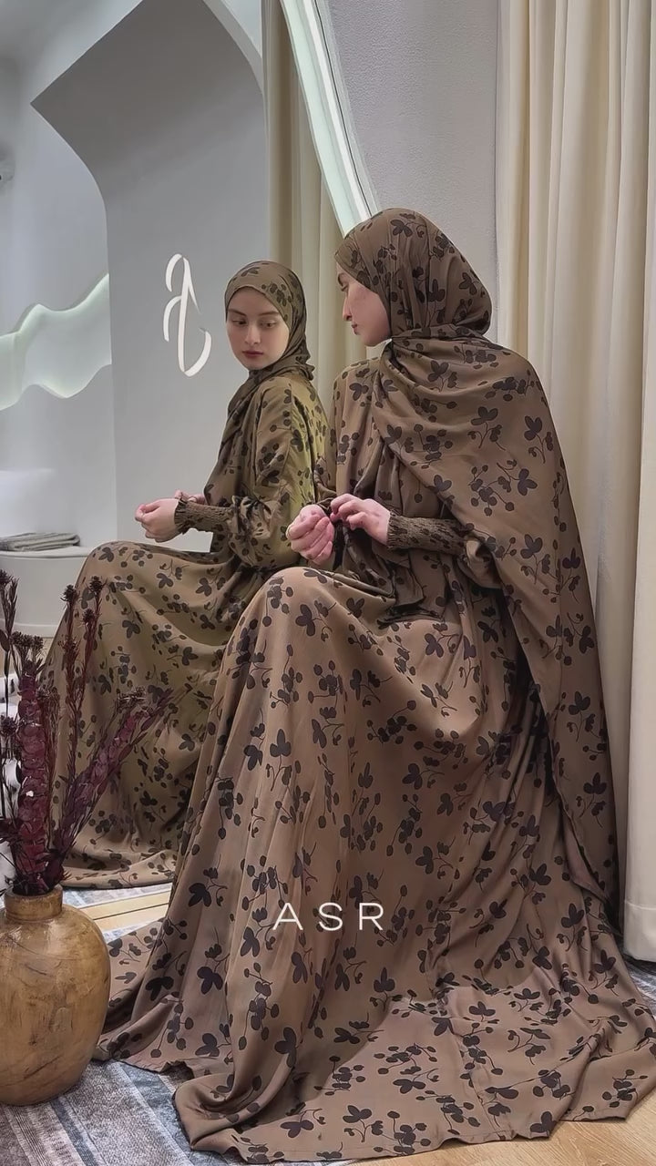 Cupro silky Abaya blommig fashion